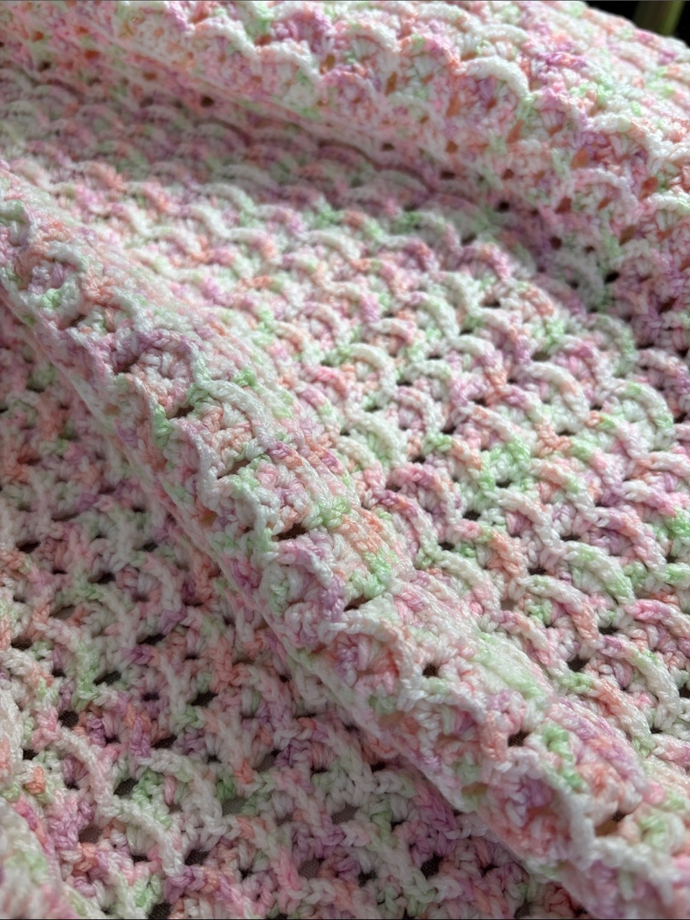 Soft Pastel Crochet Baby Blanket - Pink & Green